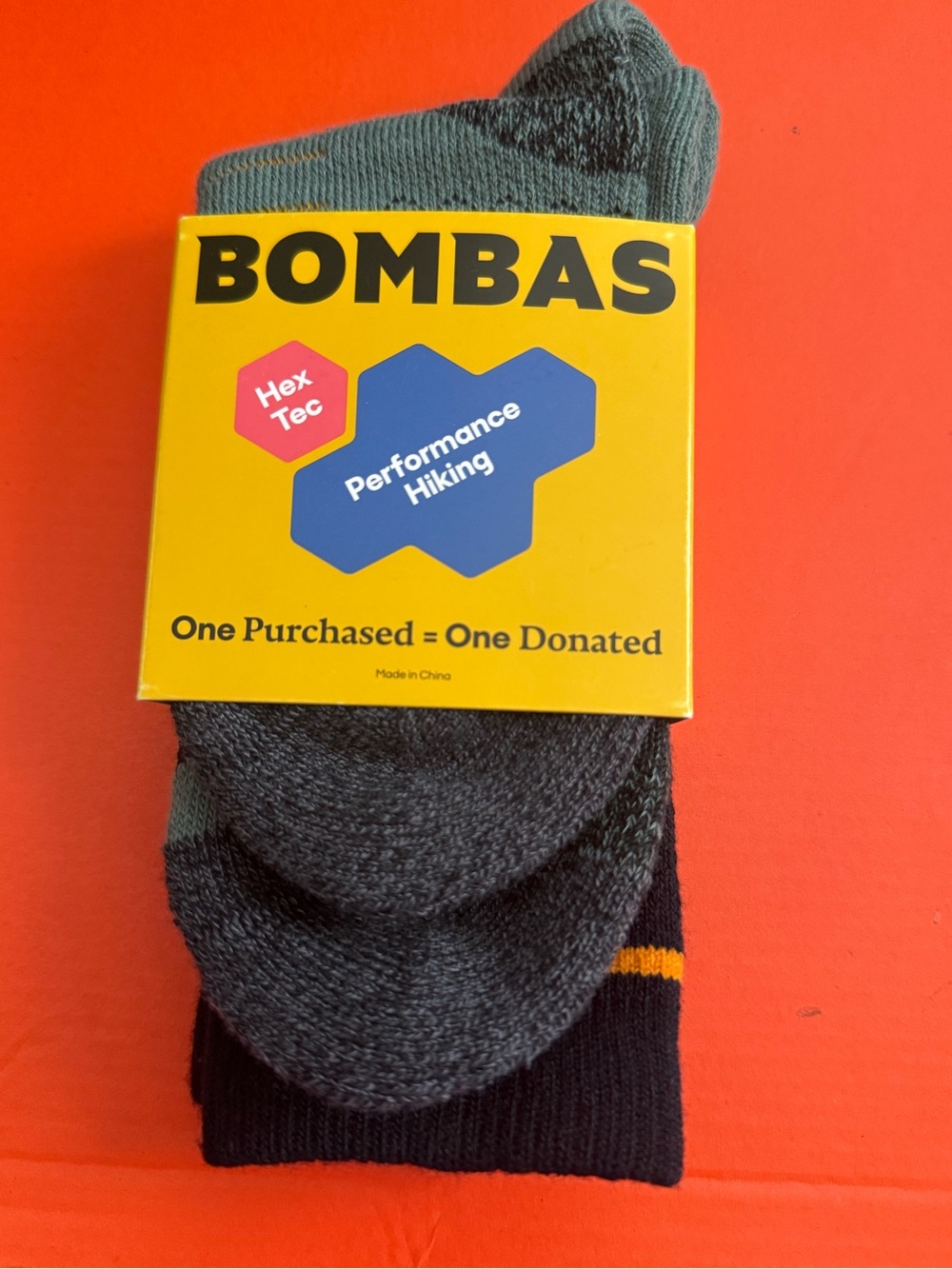 Bombas Performance Hiking Socks - Gray & Black with Orange Accent